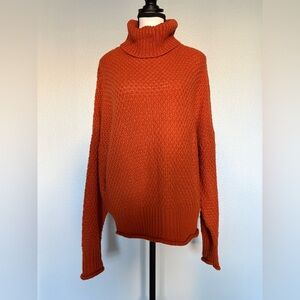 Cozy Orange Knit Turtleneck Sweater